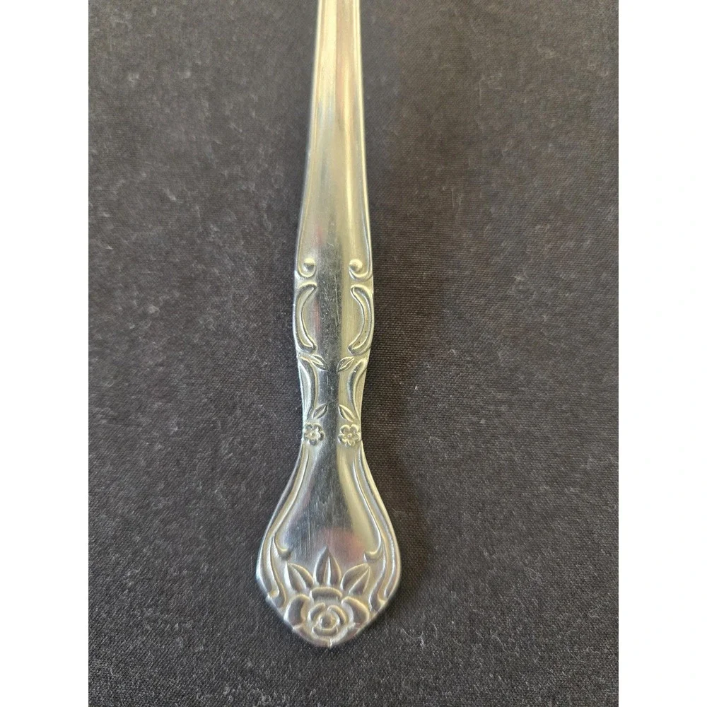 4 Vintage National Stainless Norma Rose Daisy Motif Tablespoons 7.5